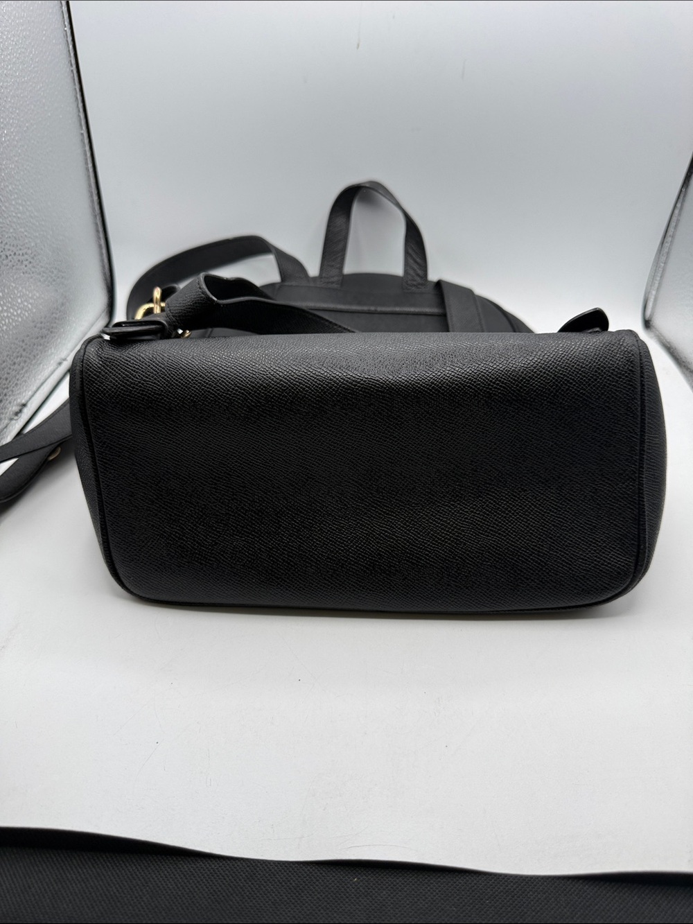 COACH Black Leather Mini Backpack with Front Zip Pocket S16 - Picture 7 of 7